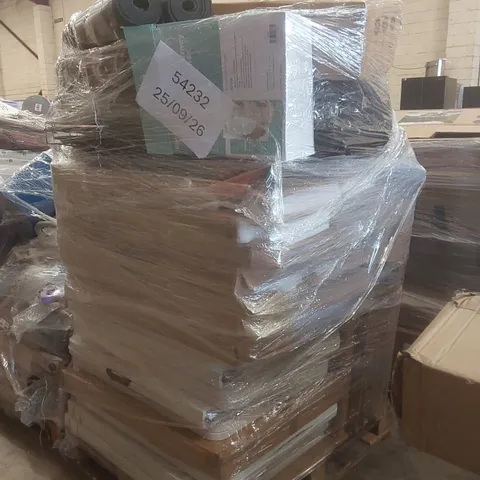 PALLET OF ASSORTED E-COMMERCE GOODS AND PRODUCTS TO INCLUDE: FOLDING TABLES, YOGA MATS, AIR FRYER, FOAM EXERCISE ROLLER ECT