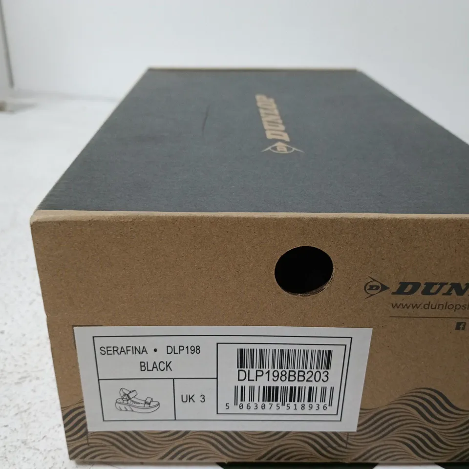 BOXED DUNLOP SERAFINA DLP198 BLACK SANDALS - UK SIZE 3