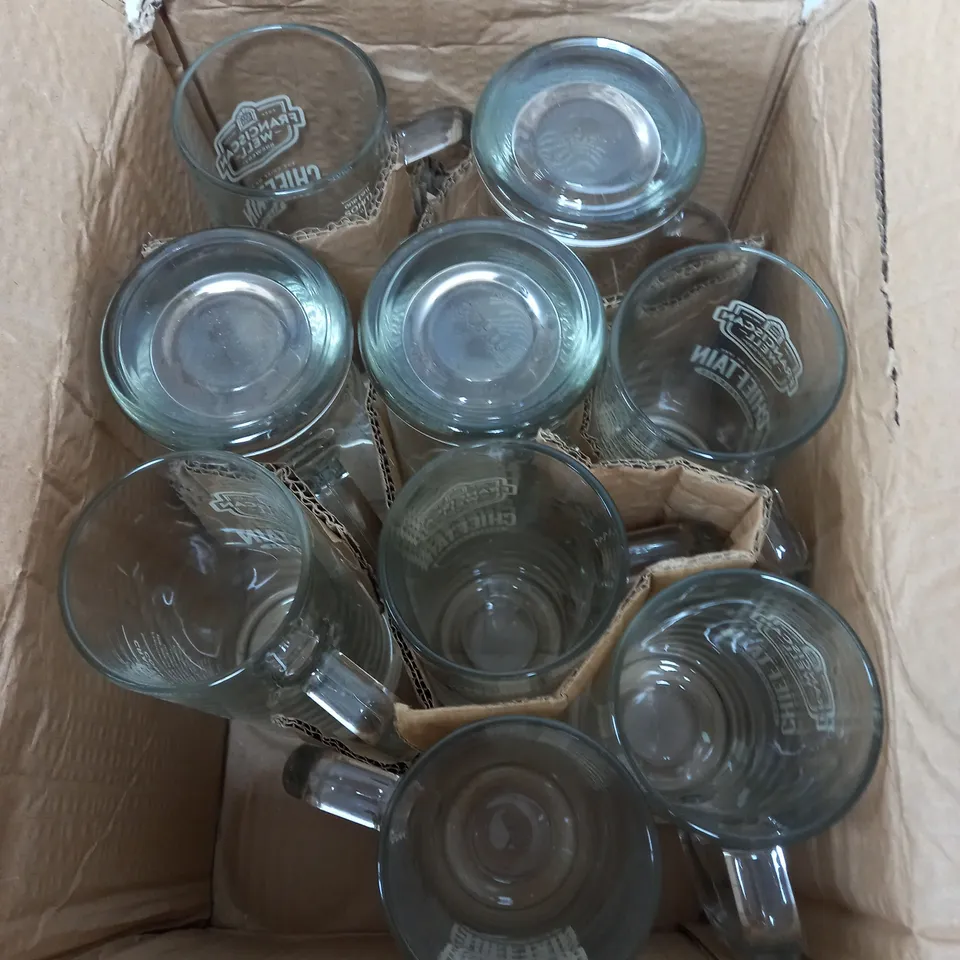 BOX OF 10 PLASTIC BEER STEINS 