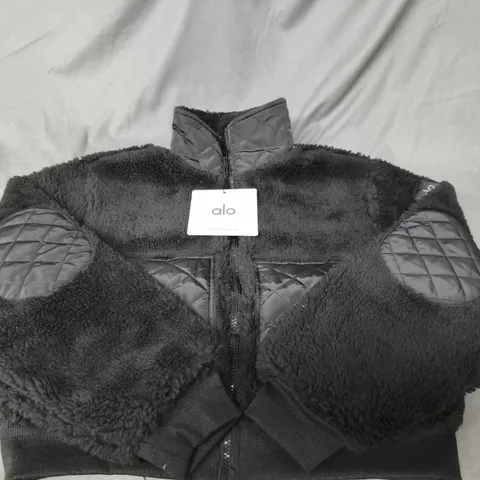 ALO YOGA SHERPA EDGE BOMBER JACKET – BLACK – SIZE S