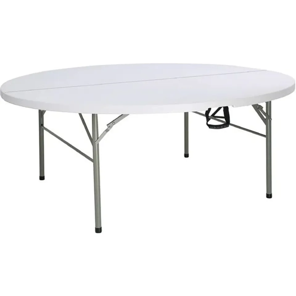 BOXED BOLERO PE CENTRE FOLDING ROUND TABLE WHITE (1 BOX)