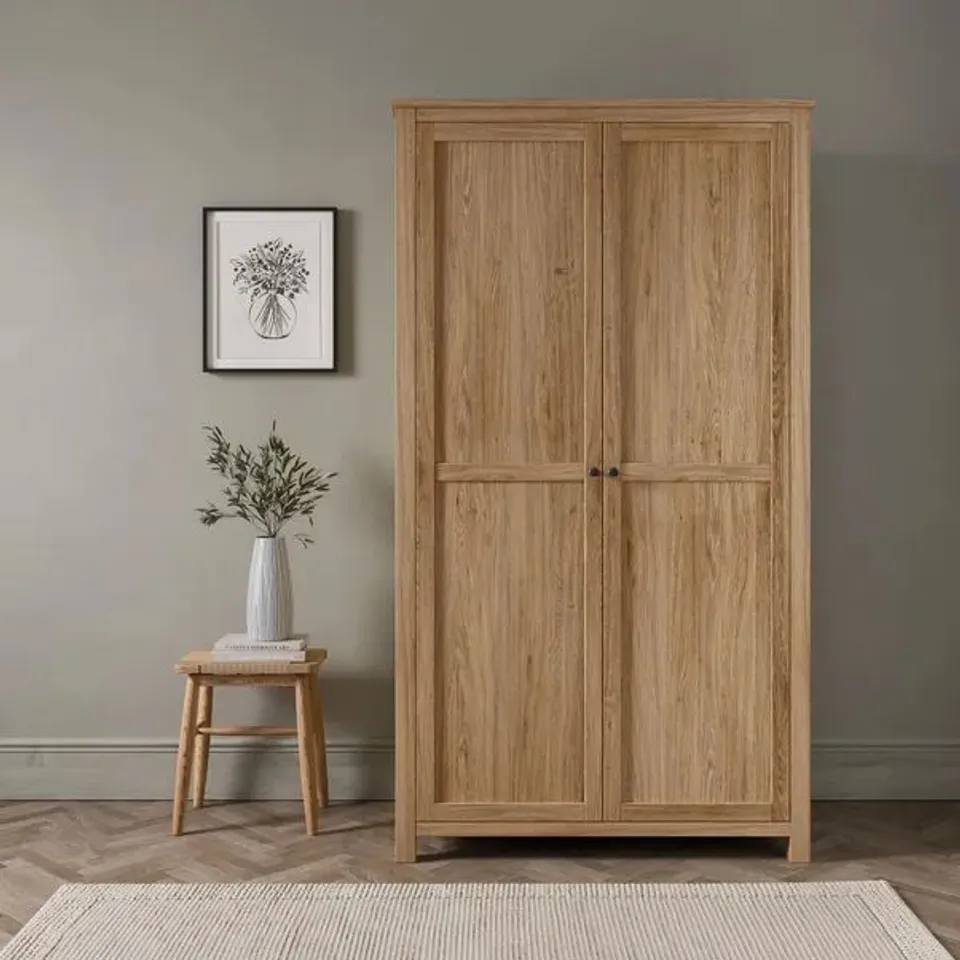 BOXED OLNEY DOUBLE WARDROBE - OAK (2 BOXES)