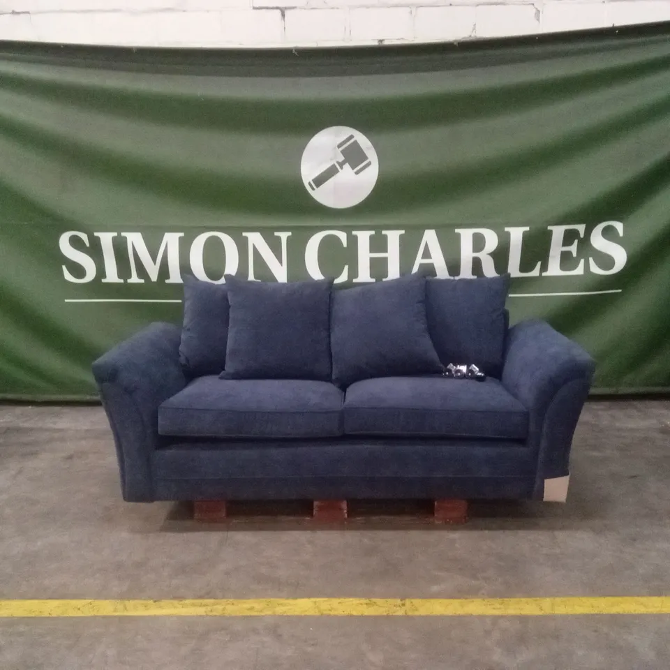DURY FABRIC 3 SEATER SCATTER BACK SOFA - BLUE RRP £499