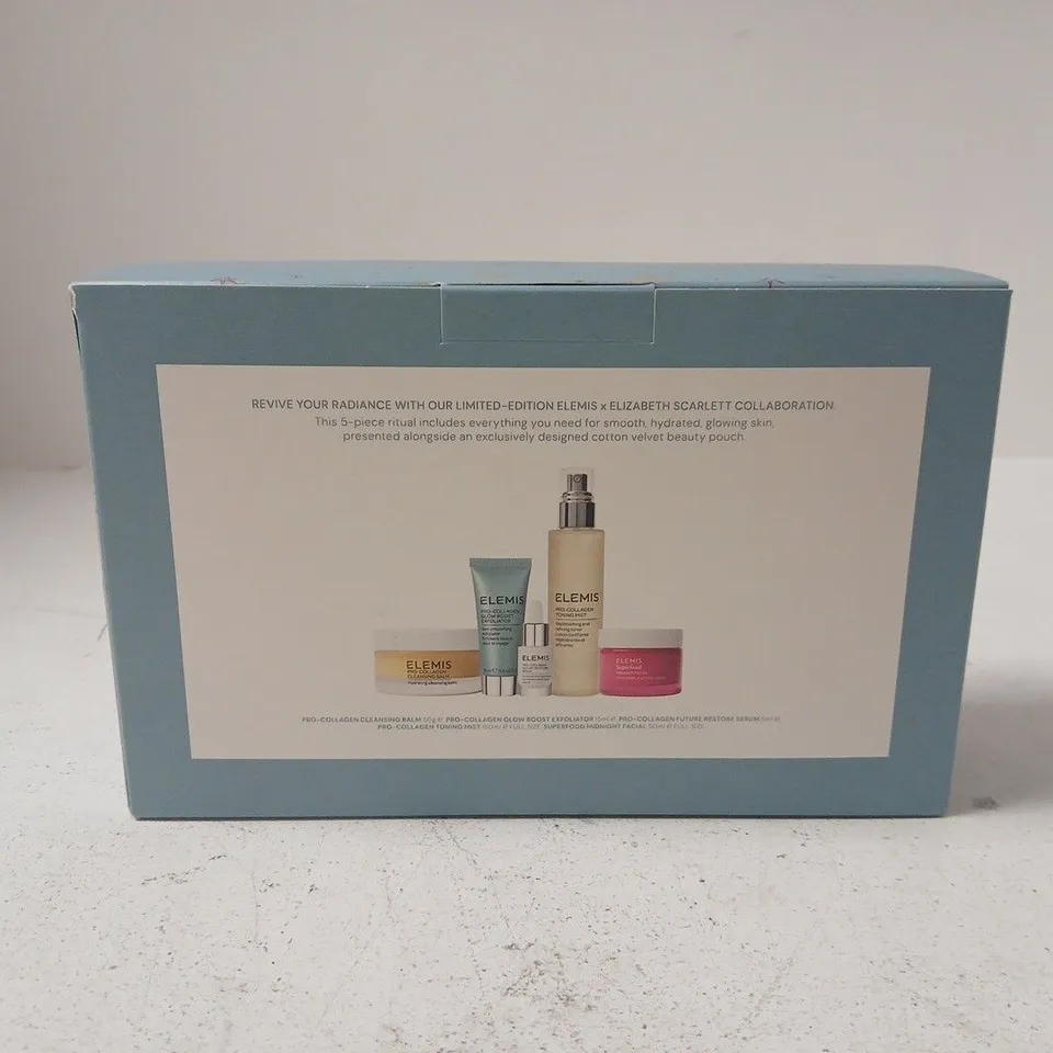 boxed ELEMIS X ELIZABETH SCARLETT GIFT OF GLOW SET – 5-PIECE SKINCARE GIFT BOX