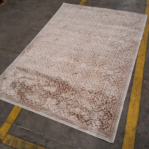 ORIENTAL-STYLE BROWN AND CREAM FLORAL RUG, RECTANGULAR APPROXIMATELY 160×220CM