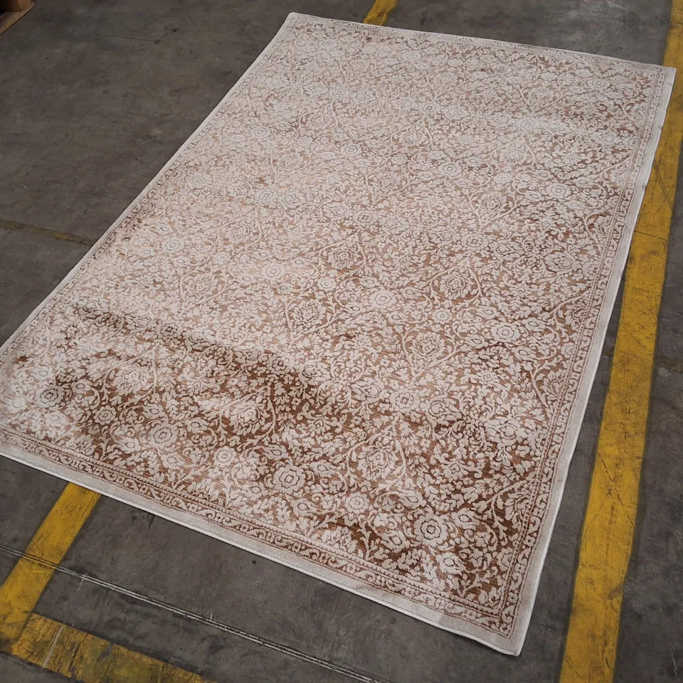 ORIENTAL-STYLE BROWN AND CREAM FLORAL RUG, RECTANGULAR APPROXIMATELY 160×220CM