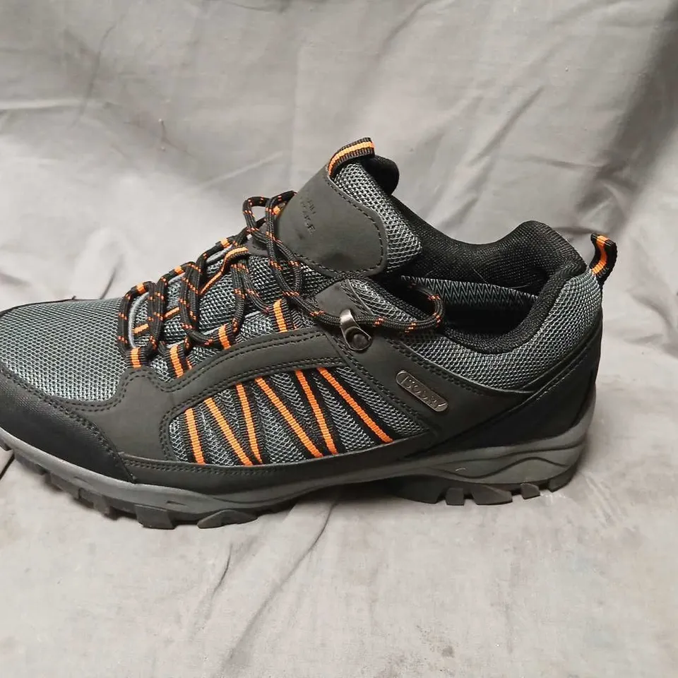 MOUNTAIN WAREHOUSE PATH OUTDOOR WATERPROOF WALKING SHOES, GREY/BLACK WITH ORANGE LACES – UK 10 (US 11, EUR 44)