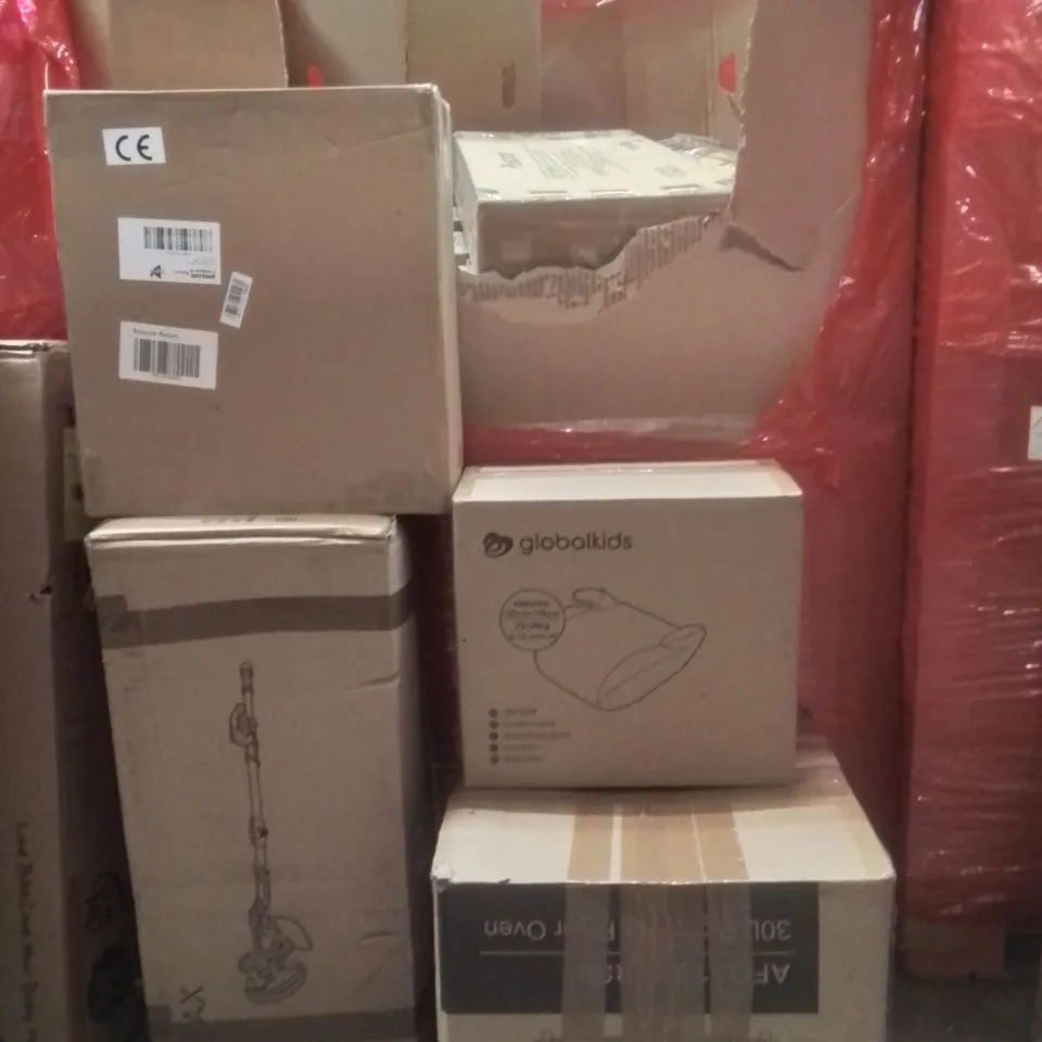 PALLET OF ASSORTED HOUSEHOLD GOODS AND PRODUCTS TO INCLUDE;AIR FRYER,VACUUM CLEANER,KIDS CAR SEAT