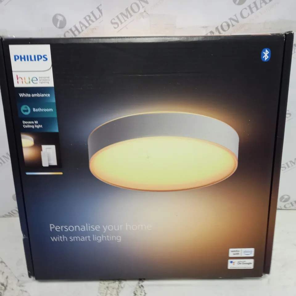 BOXED PHILIPS HUE WHITE AMBIANCE DEVERE M BATHROOM CEILING LIGHT