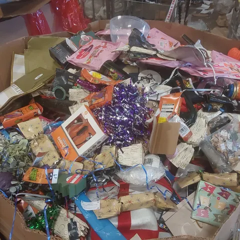 PALLET CONTAINING A VERY LARGE QUANTITY OF ASSORTED LOOSE PARTY ITEMS INCLUDING: GIFT BAGS, HALLOWEEN DECORATIONS, CHRISTMAS CRACKERS ECT
