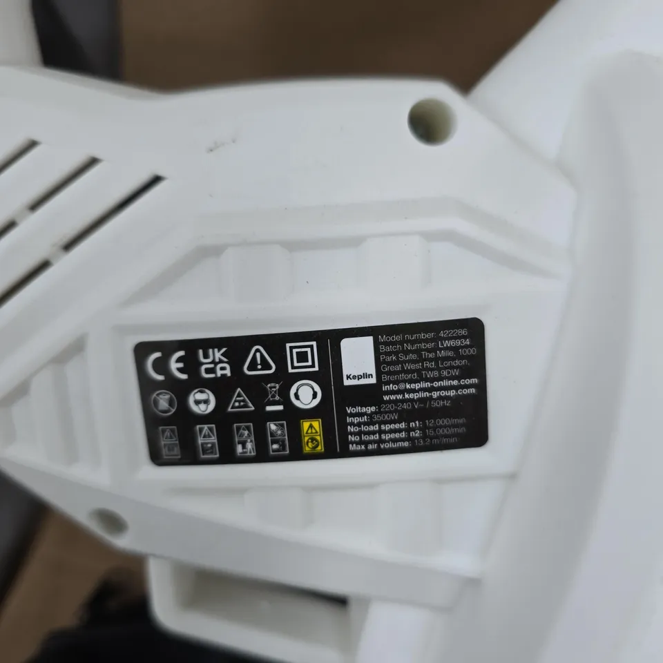 KEPLIN 422286 ELECTRIC LEAF BLOWER/VACUUM – 3500W, 220–240V