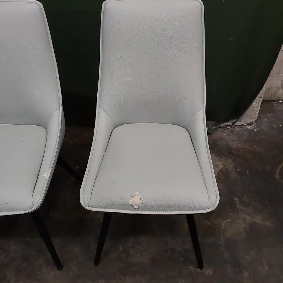 SET OF 6 DESIGNER LEATHER DINING CHAIRS WITH BLACK METAL LEGS