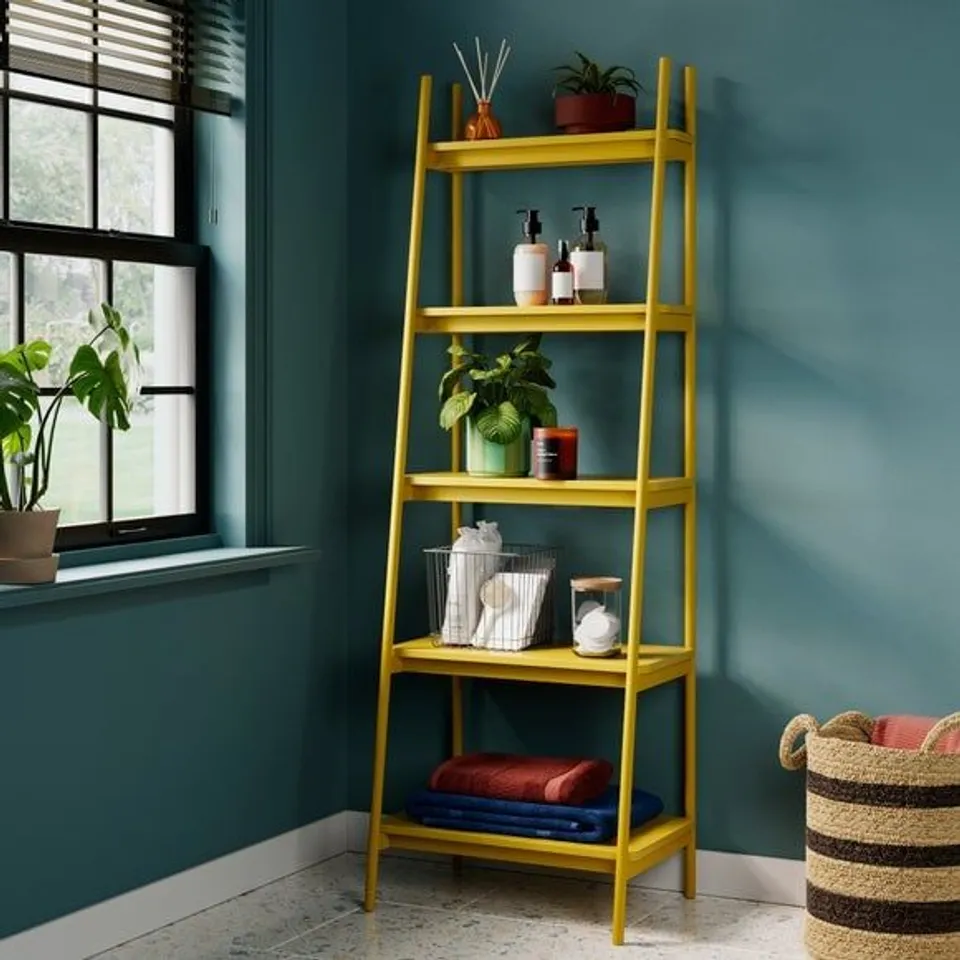 BOXED GARNER LADDER SHELF YELLOW OCHRE H151.5 X W 50.5 X D 36CM (1 BOX)