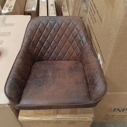 BOXED FAUX LEATHER QUILTED DINING CHAIRS - BROWN (1 BOX)