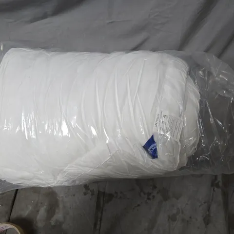 ROLLED WHITE MATTRESS IN CLEAR PLASTIC WRAP 