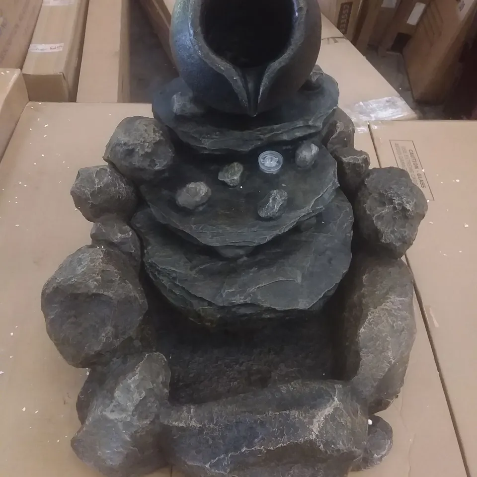 BOXED DECORATIVE POND ROCKY WATER FOUNTAIN 