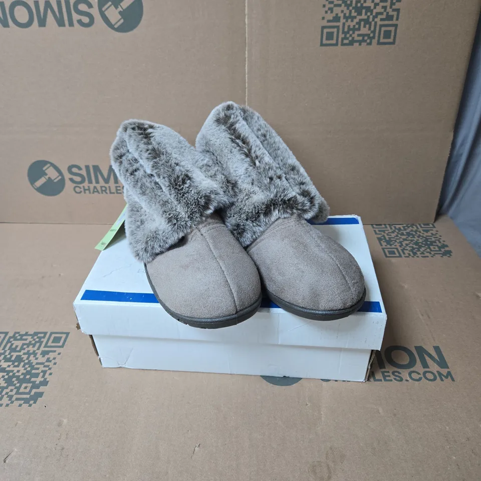 PADDERS MEMORY FOAM ESME SLIPPERS GREY SIZE 6 BOXED