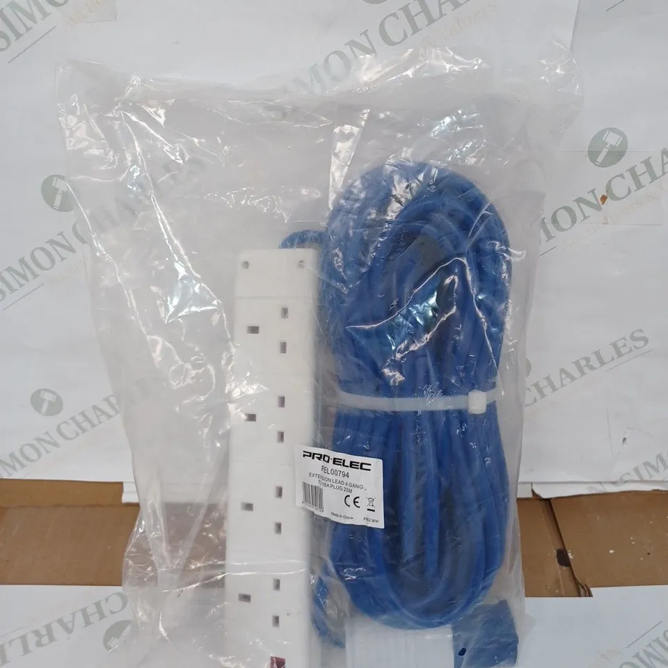PRO-ELEC PEL00794 EXTENSION LEAD 4 GANG TO 16A PLUG 20M 