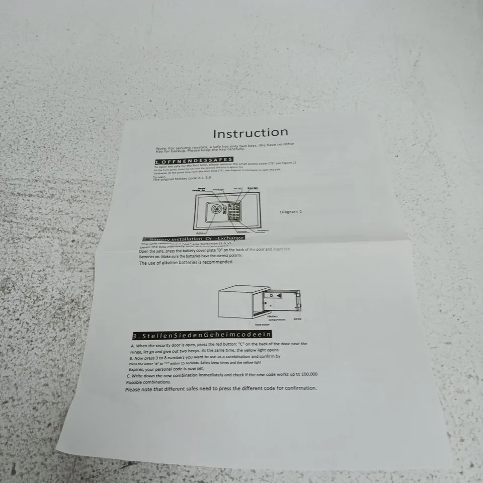 SAFE BOXED WITH INSTRUCTIONS