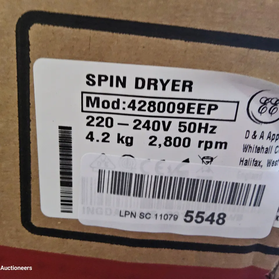 BOXED ENGLISH ELECTRIC SPIN DRYER Model 428009EEP