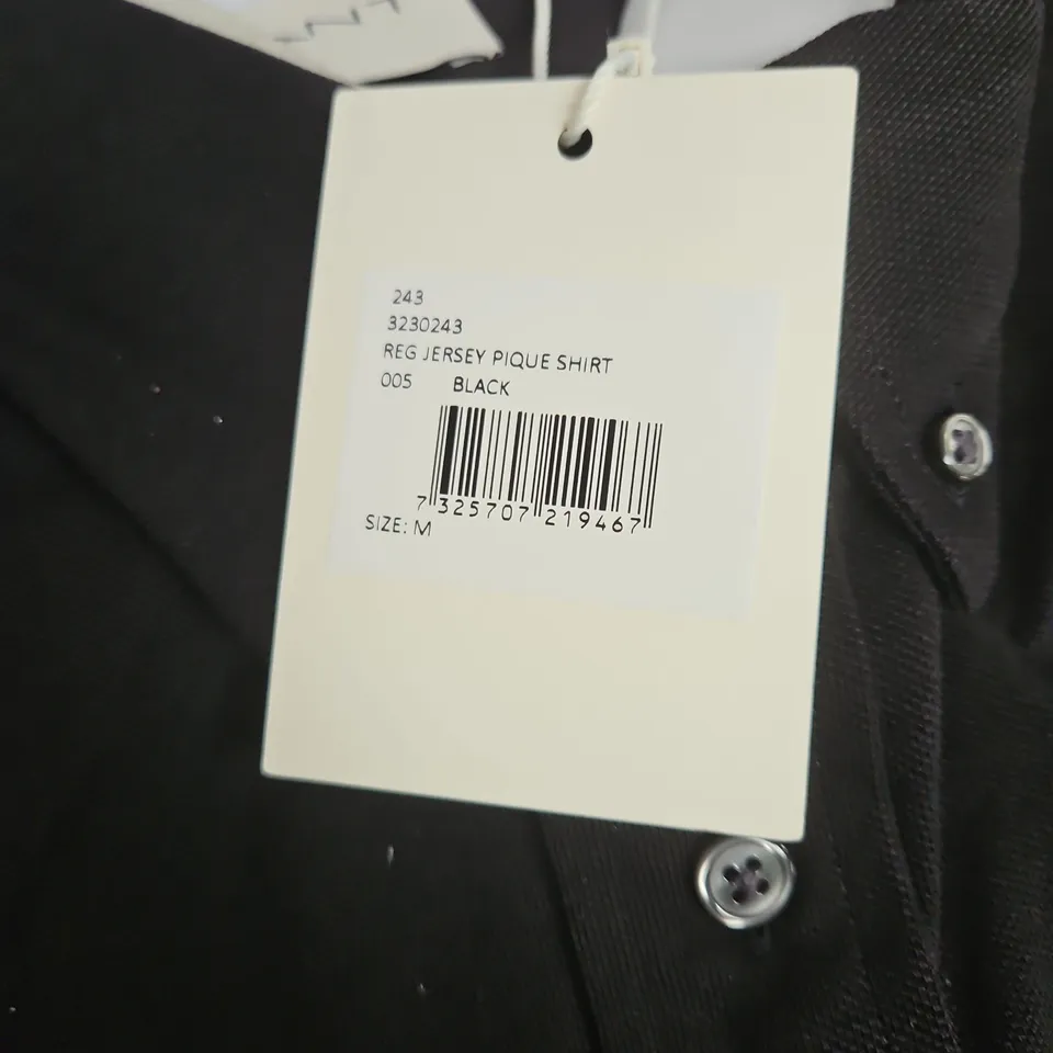 GANT REG JERSEY PIQUE SHIRT – BLACK, MEN'S SIZE M