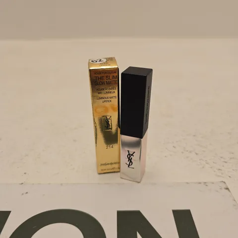 YVES SAINT LAURENT THE SLIM GLOW MATTE LIPSTICK 214 ILLICIT ORANGE 1.2G