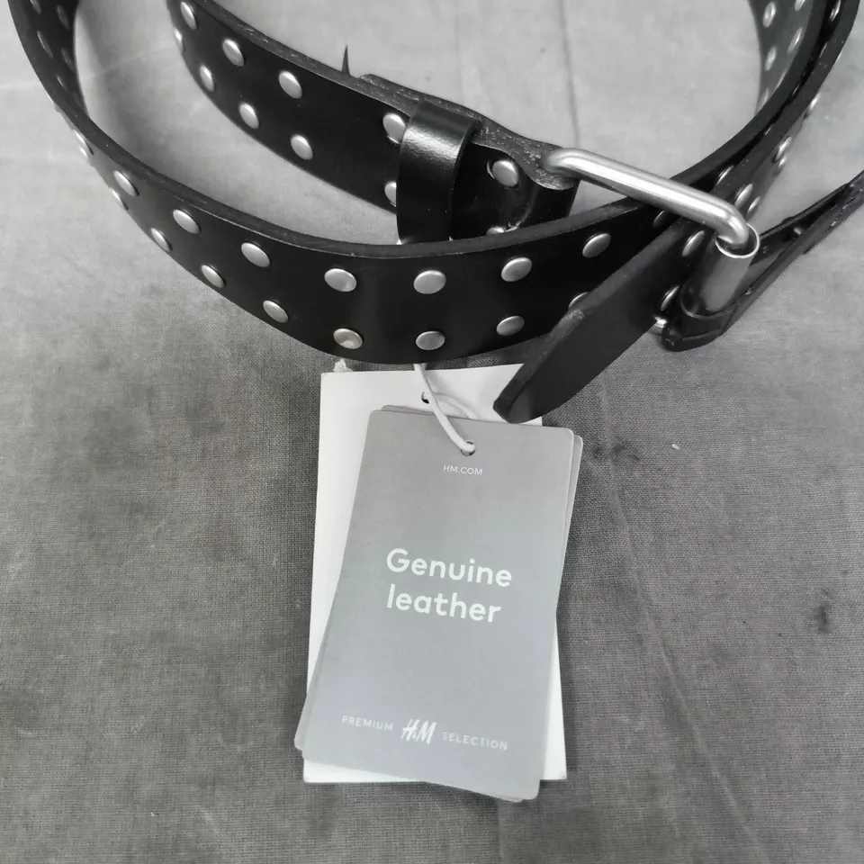 H&M GENUINE LEATHER STUDDED BELT – BLACK XL