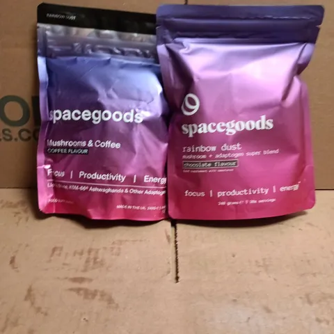 2 X SPACEGOODS ITEMS: RAINBOW DUST CHOCOLATE FLAVOUR 240G + MUSHROOMS AND COFFEE COFFEE FLAVOUR 240G