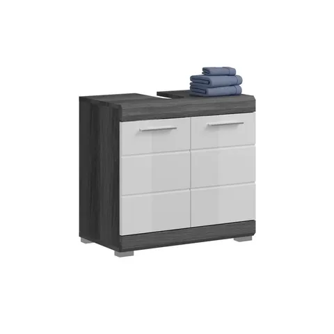BOXED SCOUT X06B2705 VANITY UNIT IN FRONT WHITE HIGH GLOSS BODY/TRIM SMOKE SILVER NB. APPROX. 60 X 56 X 34cm (1 BOX)