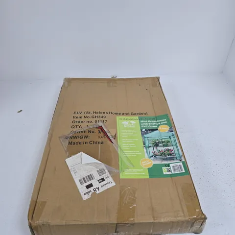 MINI GREENHOUSE WITH SHELVES AND PVC COVER – GH349 (ST HELENS HOME AND GARDEN) – BOXED