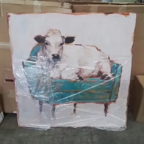 COW ON THE COUCH WRAPPED CANVAS ART