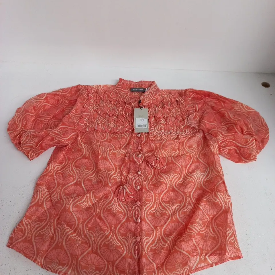 MINT VELVET ORANGE FLORAL BLOUSE - MEDIUM