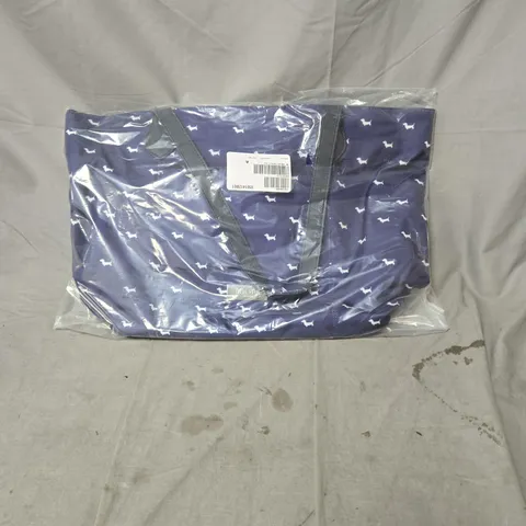MIATUI LONDON TOTE BAG – BLUE WITH WHITE DOG PATTERN