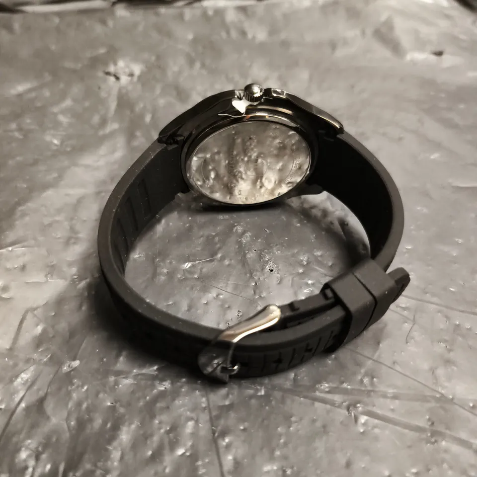 MENS LOUIS LACOMBE BLACK RUBBER STRAP GREEN DIAL WATCH