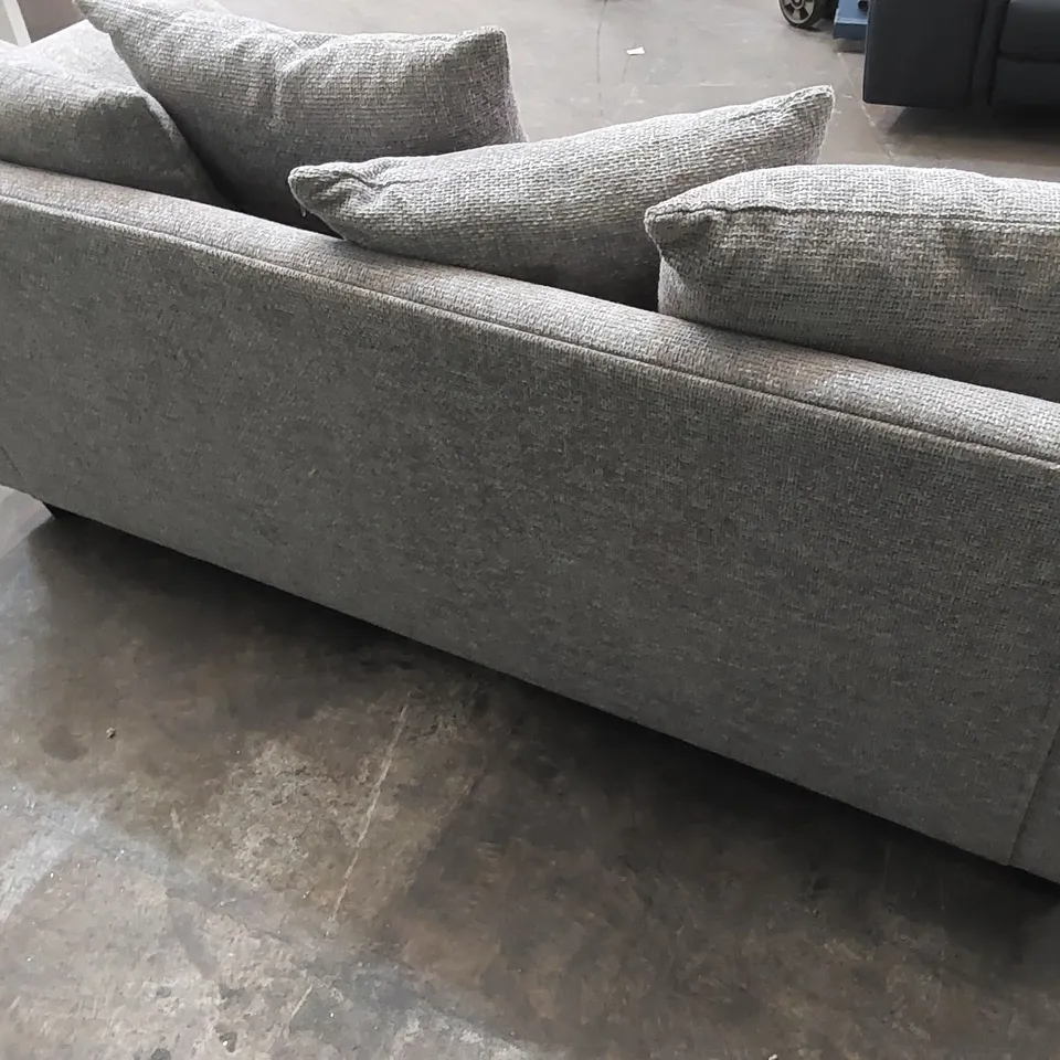 DESIGNER 3 SEATER GREY FABRIC UPHOLSTERED SOFA