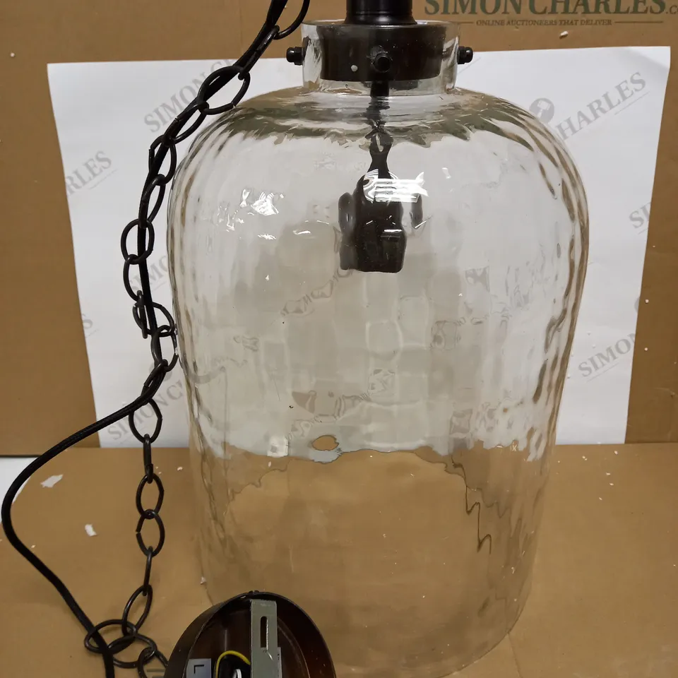 DAR LIGHTING TIGODA 1LT SINGLE PENDANT BRONZE AND GLASS LIGHT FIXTURE 