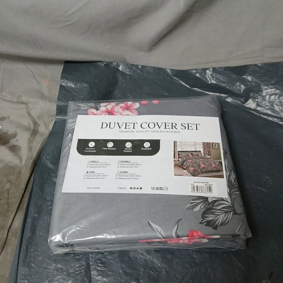 DUVET COVER SET – FLORAL PATTERN, 100% MICROFIBRE (BOUQUET) KING SIZE