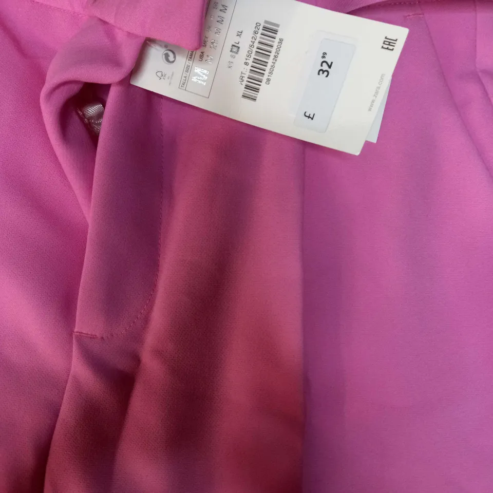 ZARA VIBRANT PINK WIDE BELTED TAILORED TROUSERS - MEDIUM