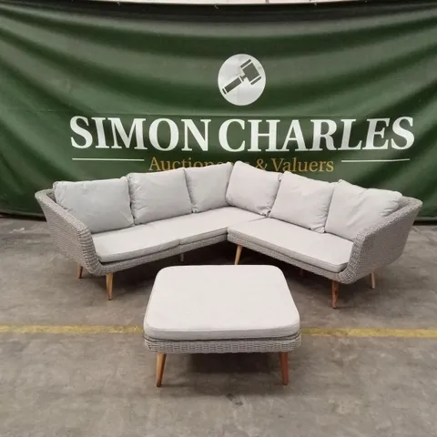 GEORGIA OUTDOOR PATIO CORNER SOFA & COFFEE TABLE/FOOTSTOOL 