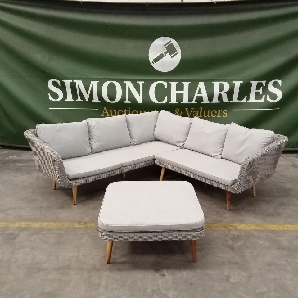 GEORGIA OUTDOOR PATIO CORNER SOFA & COFFEE TABLE/FOOTSTOOL RRP £995