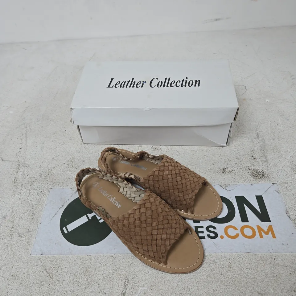 LEATHER COLLECTION WOVEN LEATHER SANDALS – UK 3 – TAN