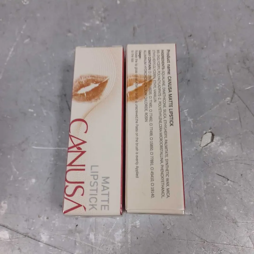 APPROXIMATELY 20 SEALED CANUSA MATTE LIPSTICKS IN SHADES 07 AND 04