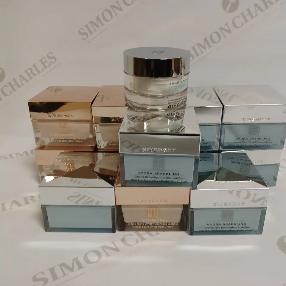 LOT OF 13 ASSORTED GIVENCHY CREAMS TO INCLUDE SMILE 'N REPAIR FIRMNESS EXPERT, RICH LUMINESCENCE MOISTURISING CREAM AND GLOBAL YOUTH DIVINE RICH CREAM