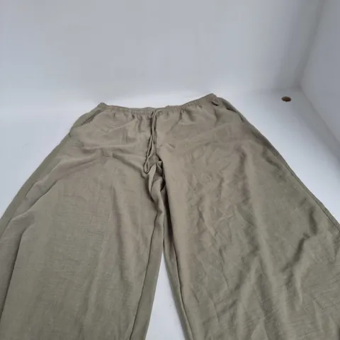 BERSHKA BEIGE DRAWSTRING WAIST TROUSERS – UK 32 (EU/USA XL, MEX 32)