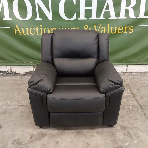 QUALITY DESIGNER LEATHER ARMCHAIR - BLACK