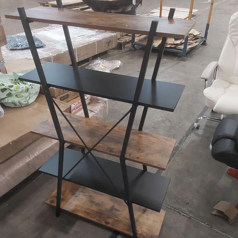 DESIGNER 5-TIER INDUSTRIAL-STYLE OPEN BOOKSHELF