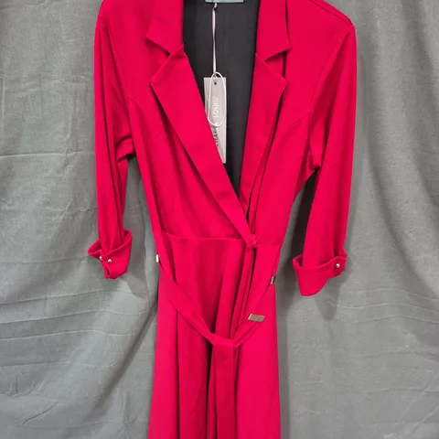 MICHAELA LOUISA RED BELTED COAT - SIZE UNSPECIFIED