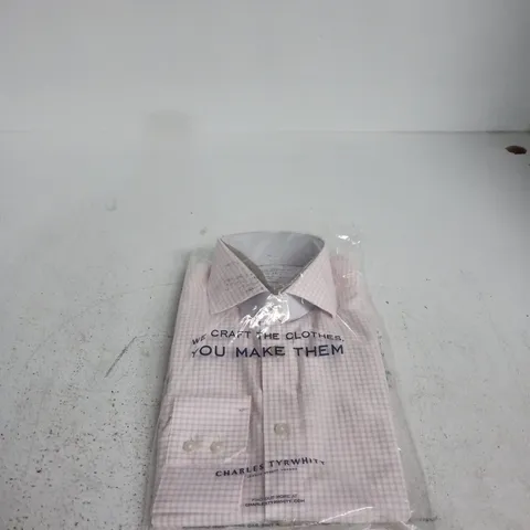 CHARLES TYRWHITT PINK CHECK SHIRT NECK 15IN SLEEVE 33IN