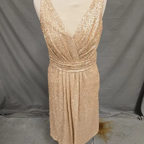 SORELLA VITA GOLD SEQUIN DRESS - SIZE 14