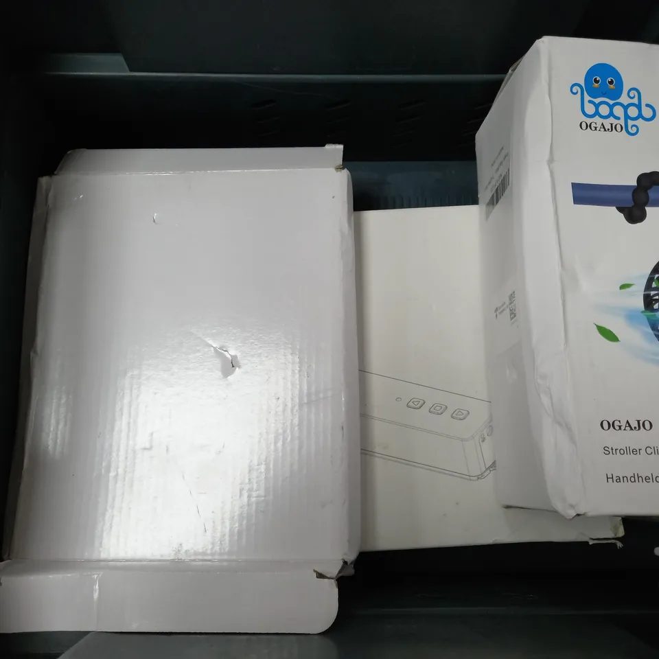 BOX OF APPROX 8 ASSORTED ELECTRICAL ITEMS TO INCLUDE WHITE NOISE MACHINE, HANGING NECK FAN, AUTOMATIC WATER DISPENSER, ETC.